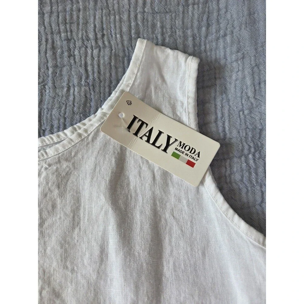 NWTs White Cotton Matching Shorts & Top Set Made In Italy Size 12-14 (Youth)